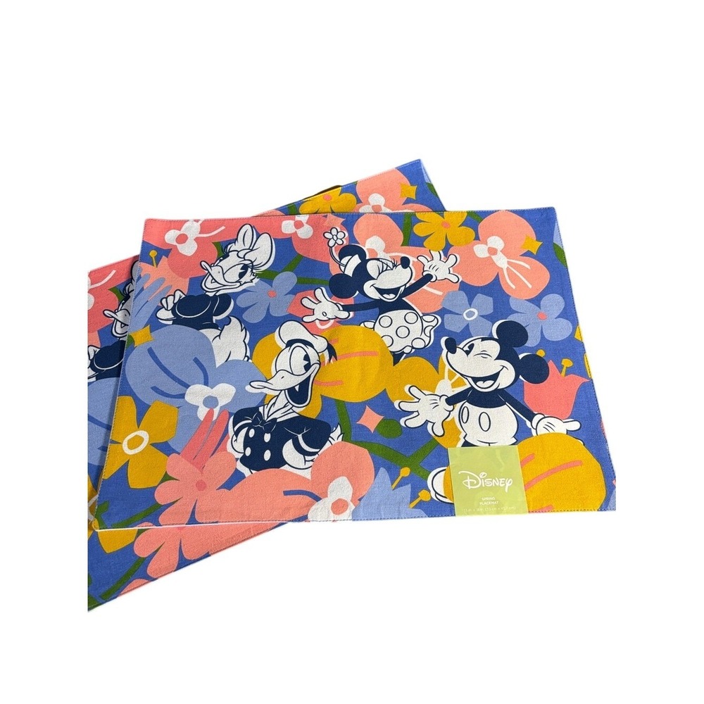 Disney Chef Mickey & Minnie Mouse Placemat Spring Floral 4 Piece Set GIFT NEW